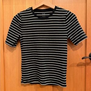 GAP Black and White Striped Crewneck Tee